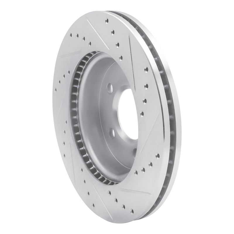 Volkswagen Amarok Brake Rotor (1) - Front Left - R1 Concepts - Drilled & Slotted - Silver - `10-`17